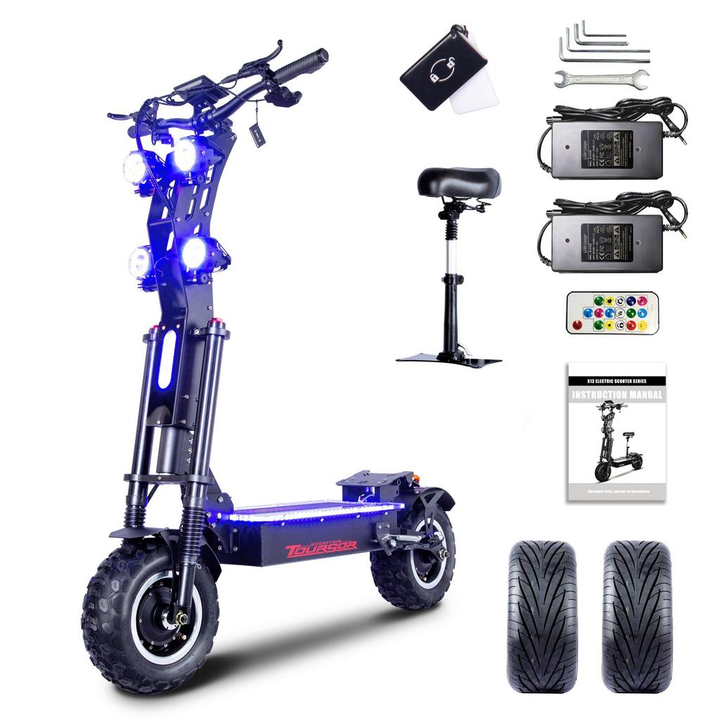 Monopattino Elettrico in Lega di Al-Aggiornato NFC Controllo Smart 72V 50A 10000W Pneumatico Fuoristrada/Città 14 Pollici Velocità 120KM/H monopattino elettrico