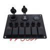 DC 12‑24V 6 Gang Rocker Switch Panel Overload Protection Dual USB Charger with Digital Voltmeter Display for Boats