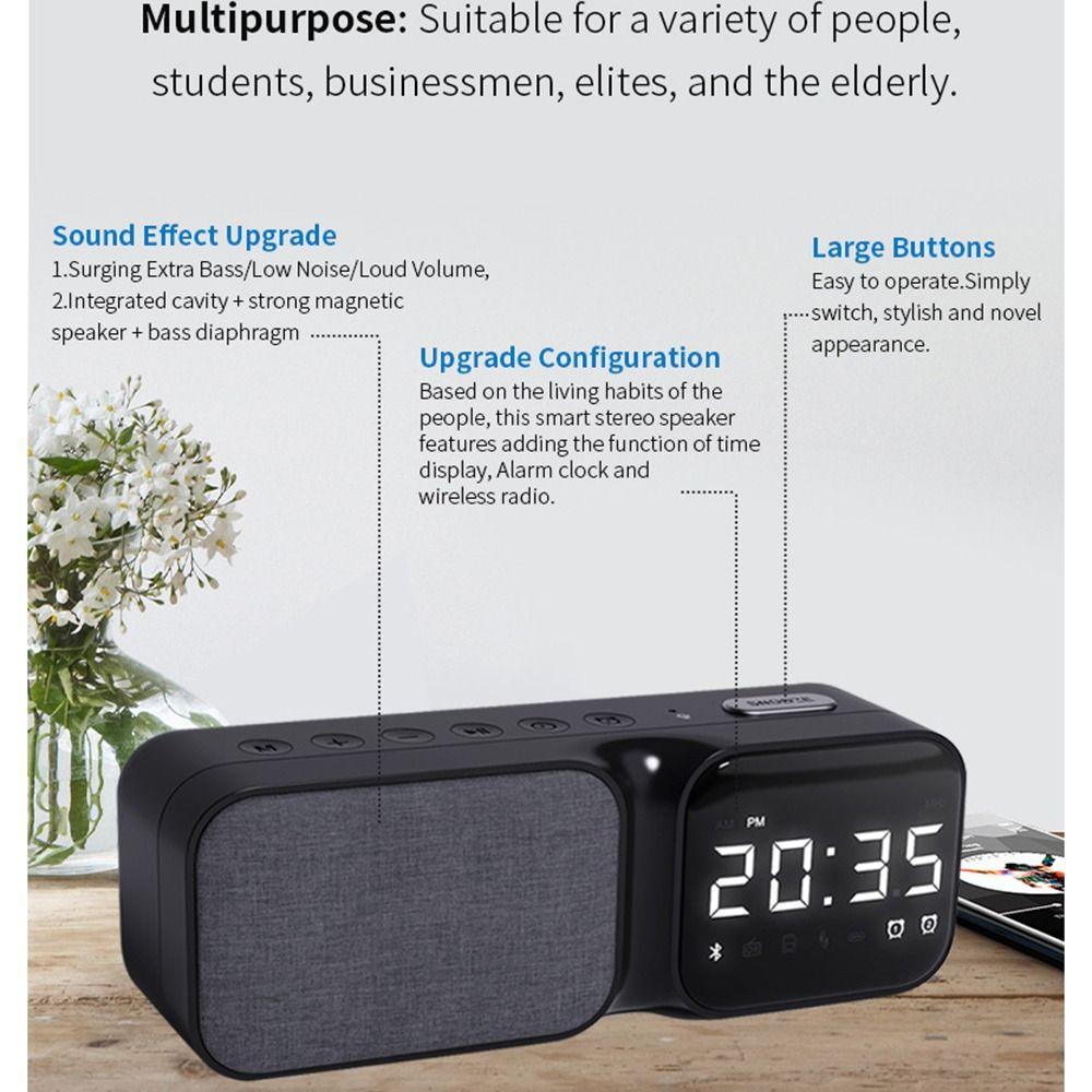 FM Radio Bluetooth Speaker Wireless White Noise Device Digital Table Alarm Clock Sleep Soothing