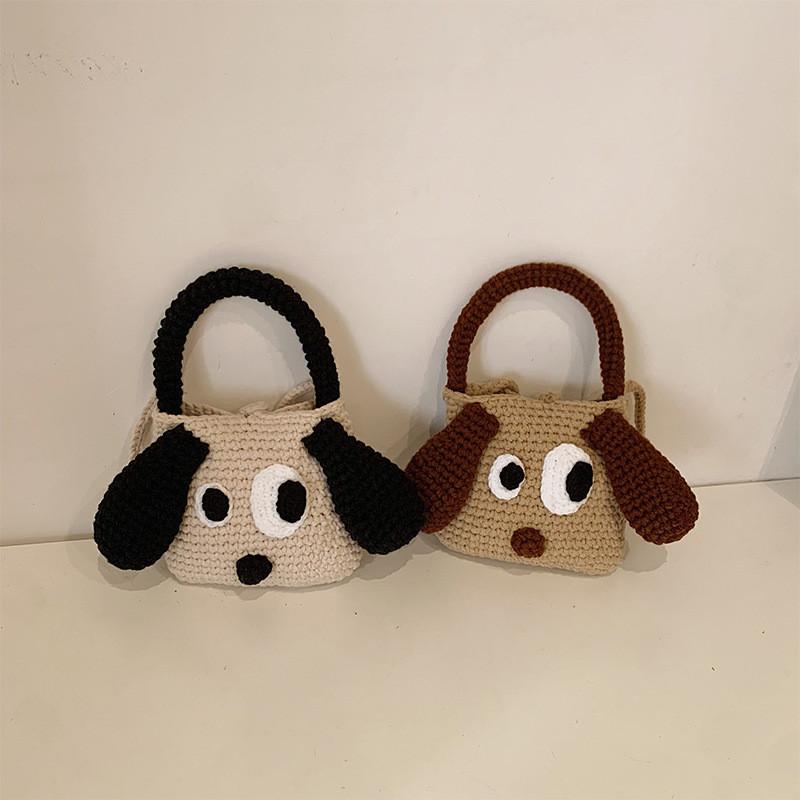 Toddler Knit Kids Bag Handbag With Cartoon Dog Design And Lightweight Style