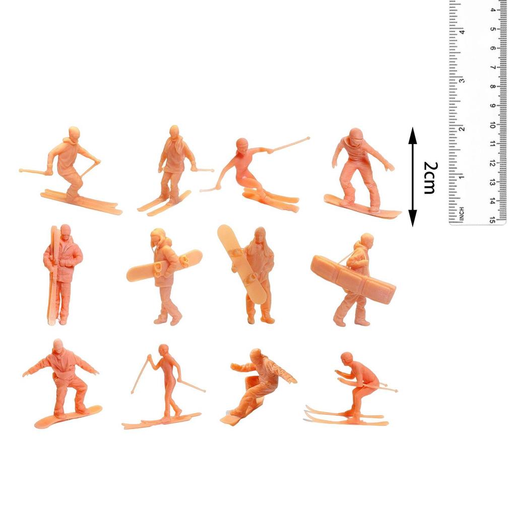 DIY Miniatures Garden Decoration Skiing Figures Resin Doll Model for Desk