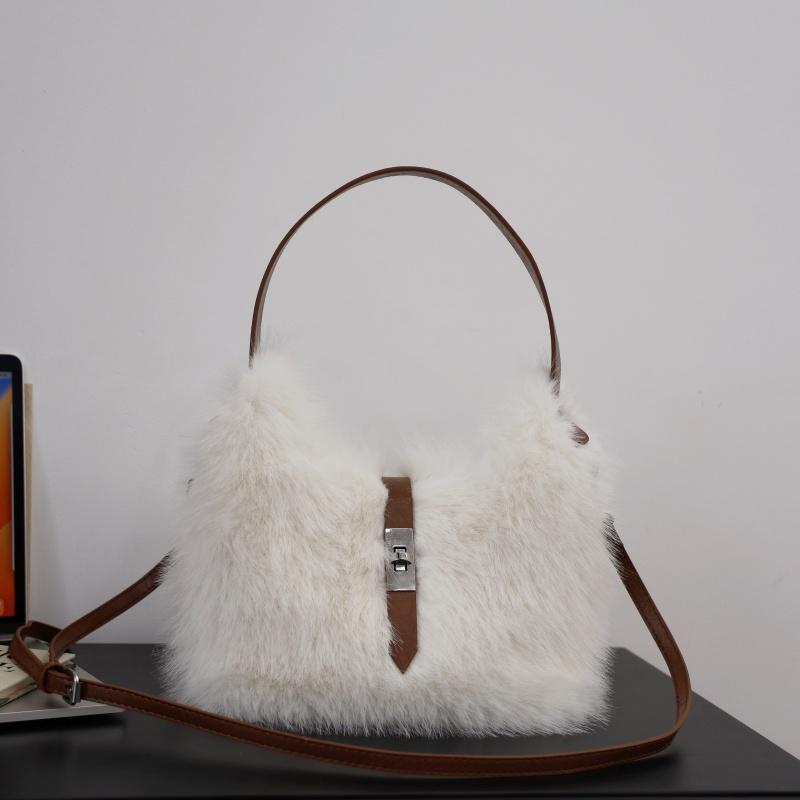2025 Autumn New Fluffy Plush Underarm Bag for Women Trendy Soft Faux Fur Shoulder Crossbody Bag Ladies Clutch Purse Handbags