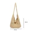 Yogodlns Casual Knitted Tote Bag Women's Summer Fashion Basket Weave Hollow Out Large Capacity Shoulder Bag for Daily Use