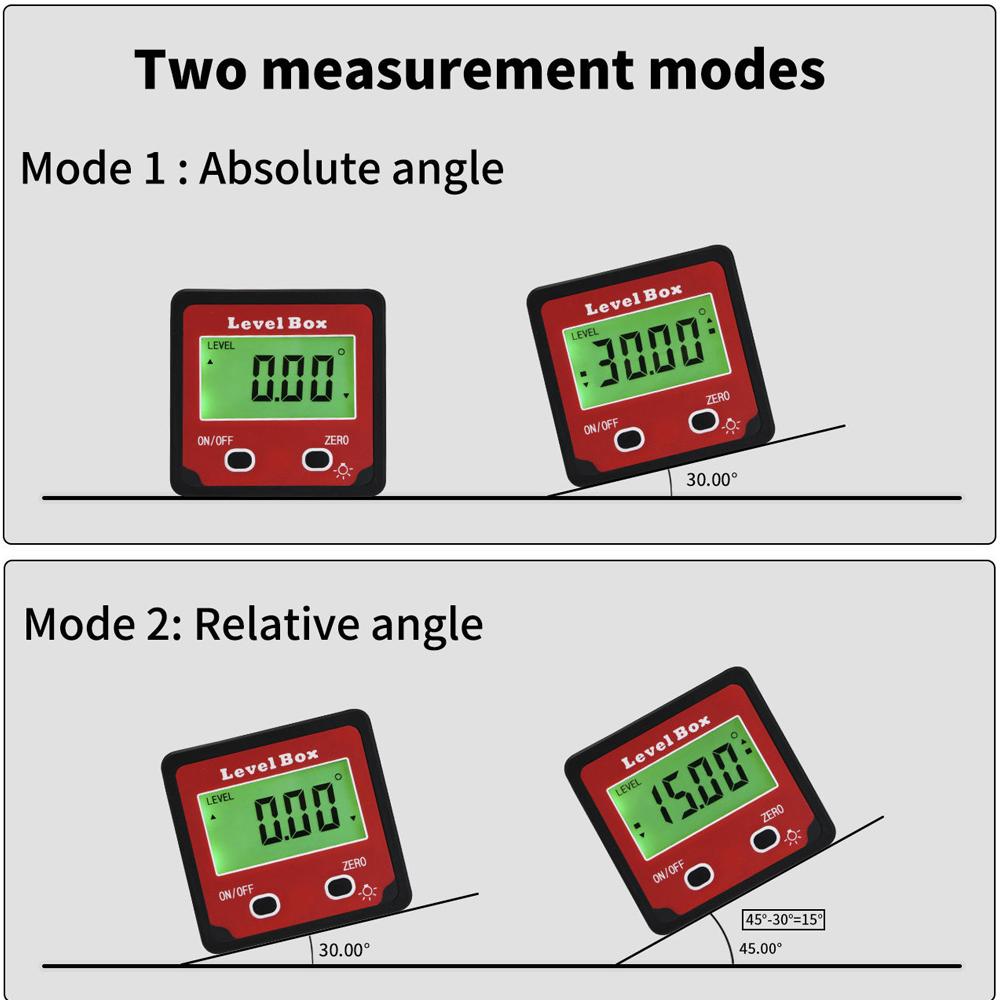 Magnetischer Winkelmesser Winkelmessgerät Winkelmesser Neigungsmesser Klinometer Gehrungswinkel Wasserwaage Elektronisch Digital LCD Hintergrundbeleuchtung