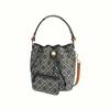 T Monogram Presbyopia Printed All Over Drawstring Closure Double T Logo Bucket Bag Shoulder Crossbody Bag Cotton with Leather 166414-405