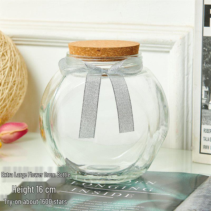 Creative Glass Bottle with Sand, Shells, Lucky Stars, Paper Cranes, and Rainbow Pentagrams