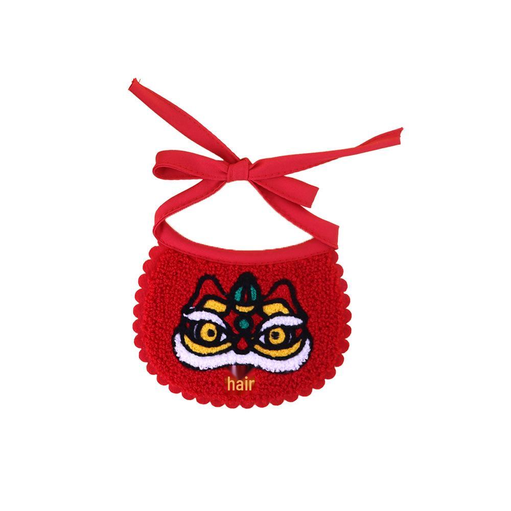New Year Festive Pet Bib Scarf for Dogs & Cats - Spring Festival Lion Design