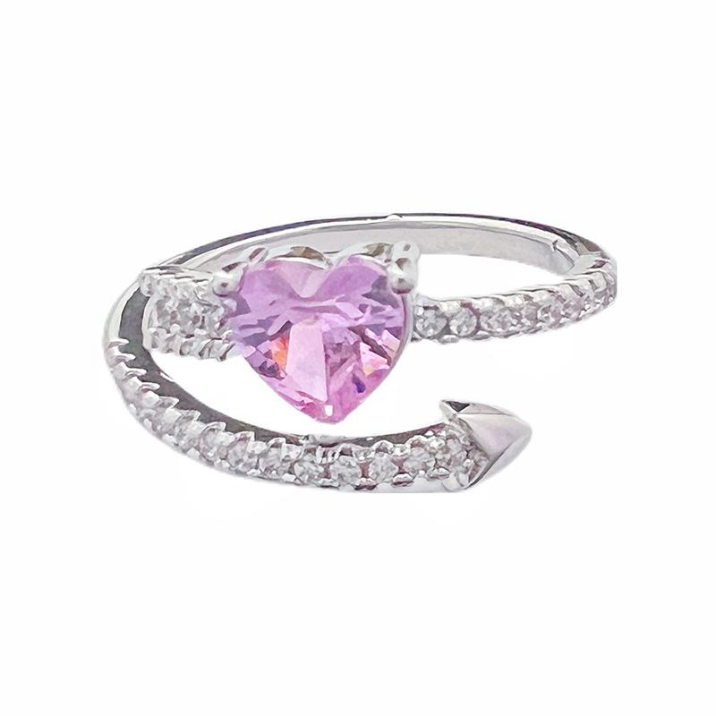 Anillo de Serie Rosa de Lujo de Nicho Lleno de Diamantes Circonita Luz de Lujo de Gama Alta Anillo Abierto de Princesa