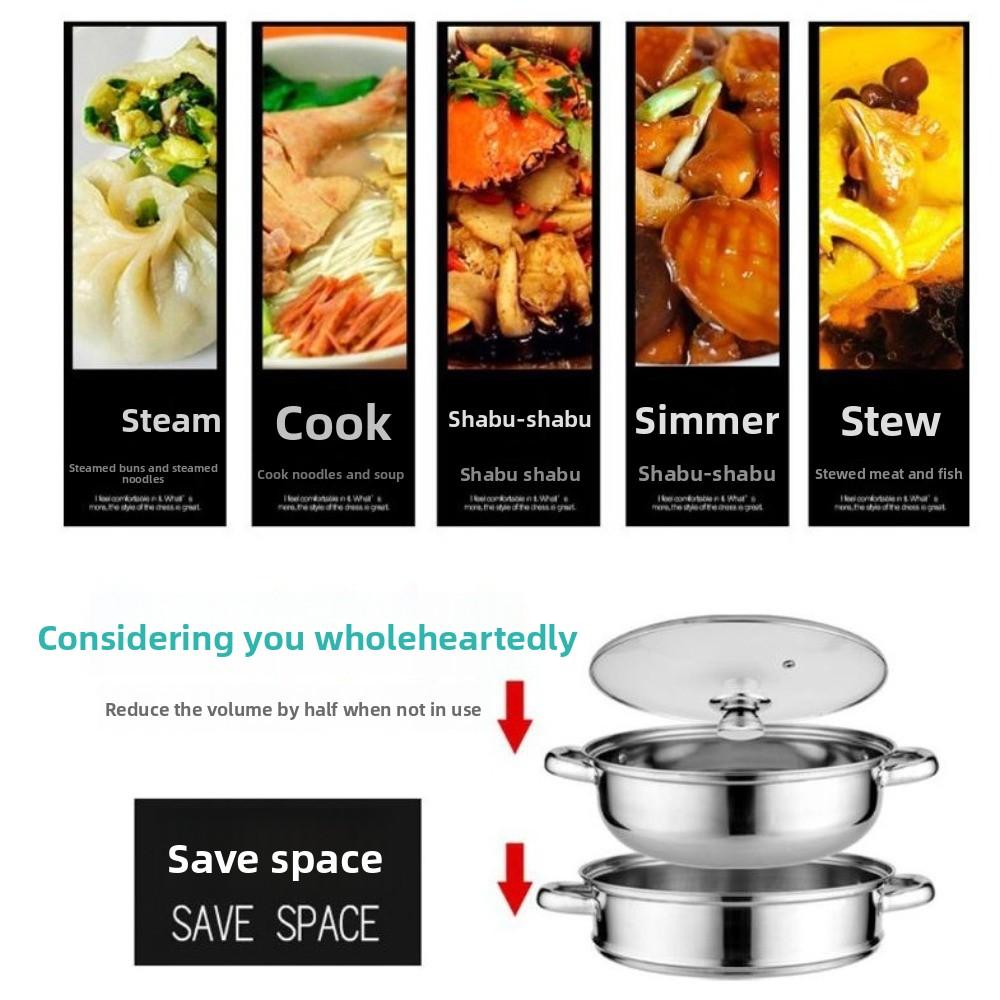Tempered Glass Lid Steaming Cookware Fish/Soup/Hot Pot Double Boilers  Household