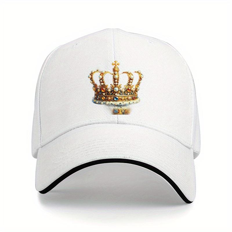 Zlatá kšiltovka s kamínky Koruna Unisex Polyester Nastavitelná Vintage Kšiltovka pro táty Ležérní