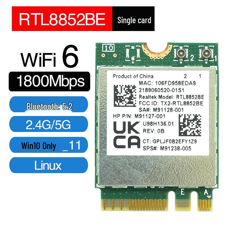 RTL8852CE/AE/BE WiFi 6E 5G Dual-Band Wireless Network Card for Desktop PCs with Bluetooth 5.3