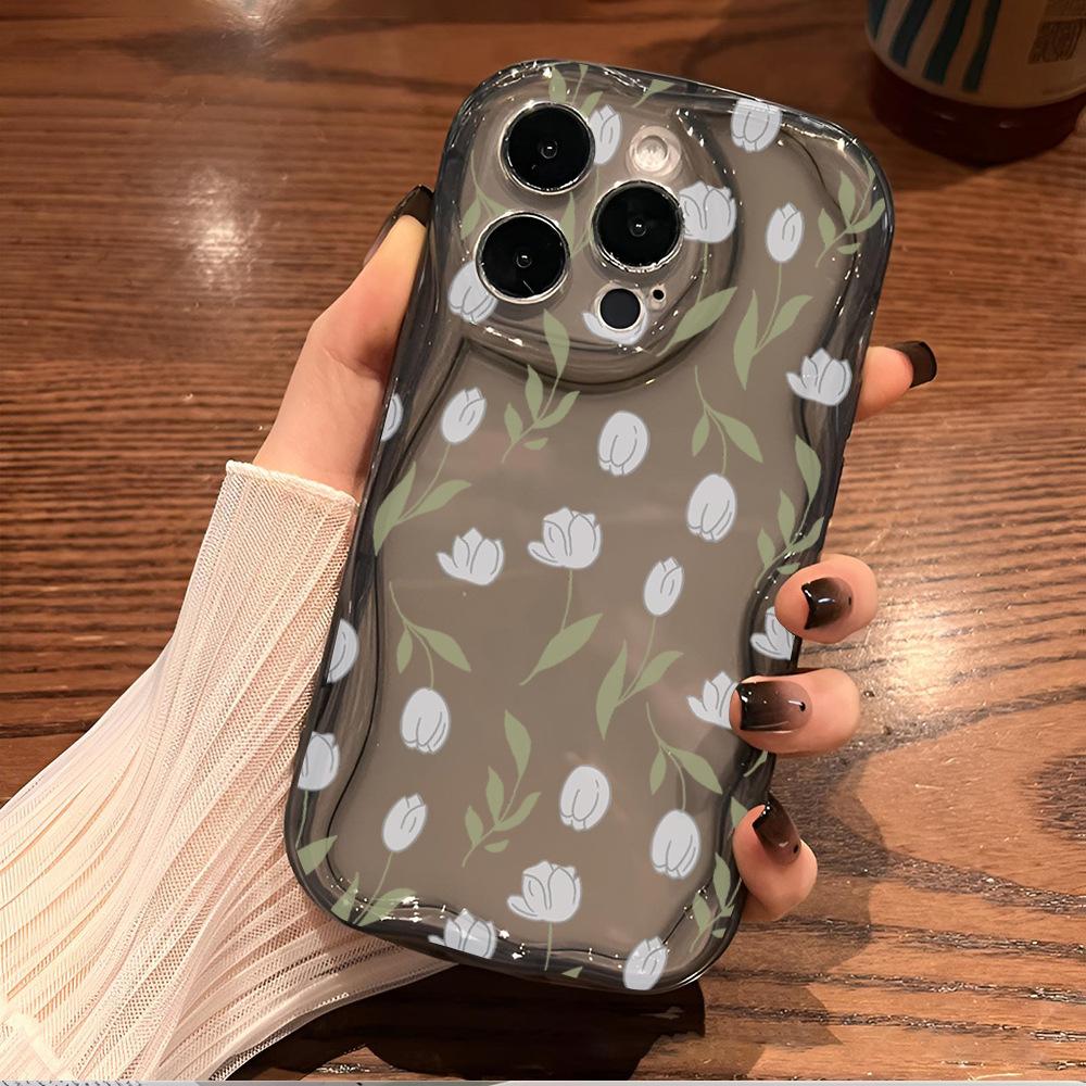 Premium Fresh Tulip Mobile Phone Case Apple 15promax Simple High-end iPhone17 Anti-drop Soft Silicone
