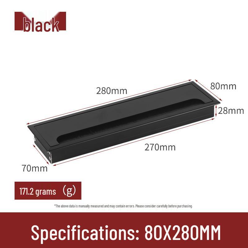 Caja de Gestión de Cables de Aleación de Aluminio Negra - Tapa de Paso de Cables para Escritorio