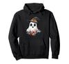 White Ghost Halloween Bohemian Flowers and Witch Hat Hoodie