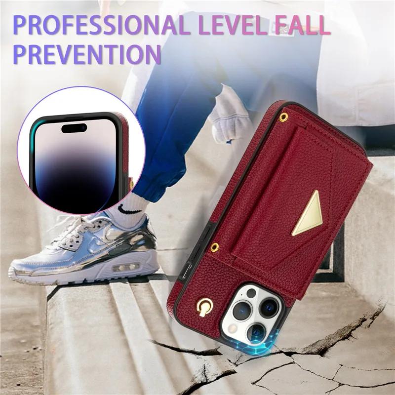 Crossbody Lanyard Leather Wallet Card Phone Case For iPhone 17 Air 16E 16 Pro Max 15 14 Plus 13 12 11 XS XR X Flip Stand Cover
