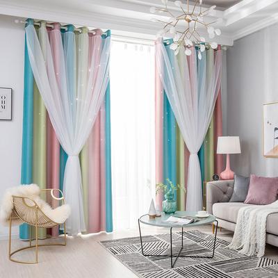 2PCS Star Curtains Blackout High Precision Curtains for Kids Girls Bedroom Living Room Colorful