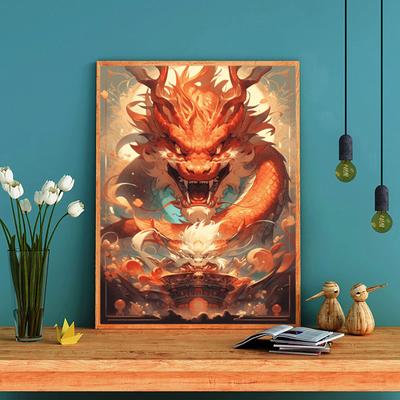 Kit Ricamo Punto Croce Pittura Diamante Fai da Te Drago Ruggente Arte Mosaico Pittura Diamante Diamante Tondo/Quadrato Completo Decorazione Casa