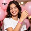 Inspirational Ribbon Bracelets for Support 6 Pcs Breast Cancer Awareness Women, Pink Bracelet Month Silicone Wristbands, Hope Faith Strength