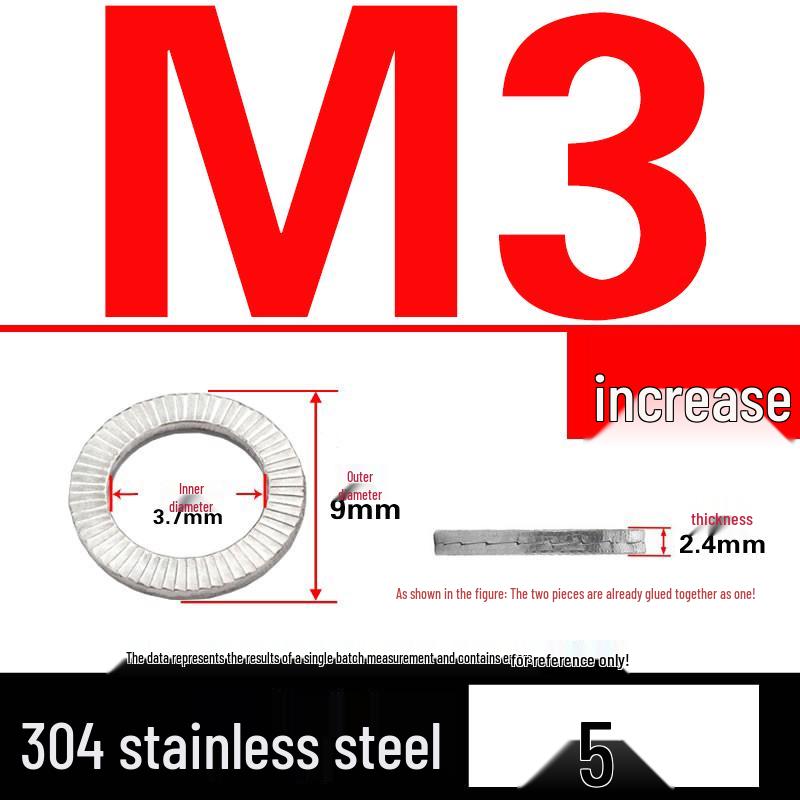 Double-Stacked Interlocking Toothed Anti-Slip Lock Washer 304 Stainless Steel DIN25201