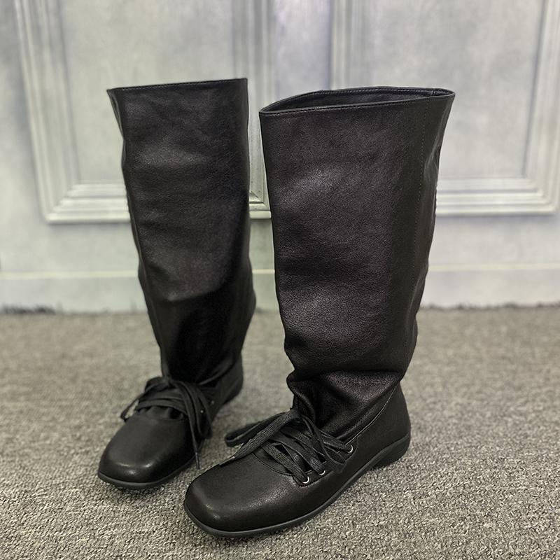 Fashion Winter New Women High Boots Flats Shoes Designer 2025 Trend Casual Gladiator Boots Brand Party Walking Lace Up Sneakers Botas