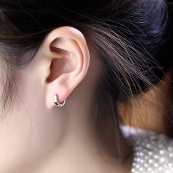 Earrings Round Hoop Design Simple Silver Plated Jewelry Gift Huggie Earrings for Daily Life