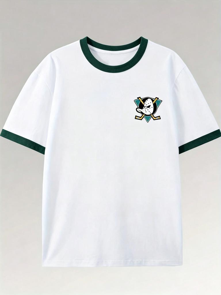 Mens Graphic T-Shirts, Retro Pattern T-Shirt, Round Neck Tee, Classic Version, Unisex, Casual Style Of T-Shirt, Summer, Sports, White