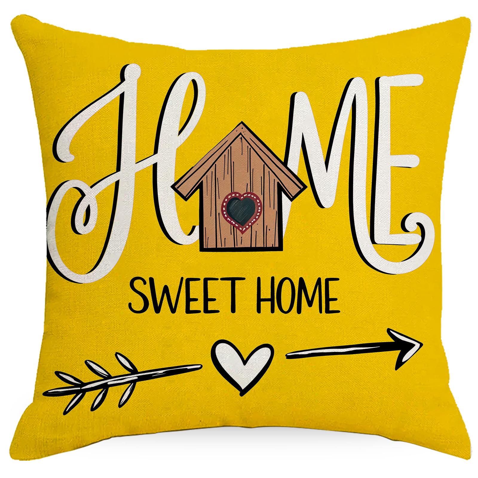 

New Spring Plant-Print Pillow Cover Linen Dirt-Resistant Versatile Soft Sofa Pillow Cover Cushion Premium Durable 45 * 45Cm