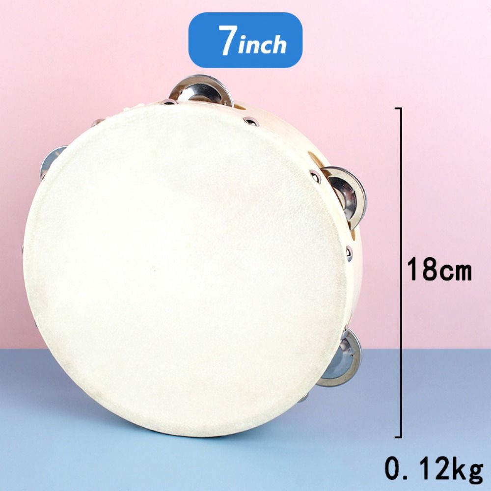 Sheepskin Drum Skin Tambourine 4/6/7/8/10inch Single Row Tambourine  Musical Instruments