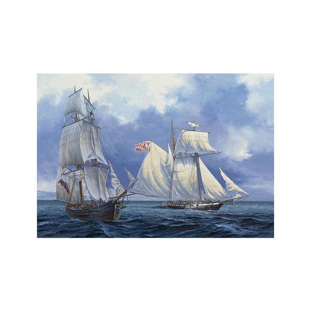 Retro Boot Ölgemälde auf Leinwand Schiff Seascape Poster Landschaft Segelboot Wandbilder für Wohnzimmer Dekoration Caudros