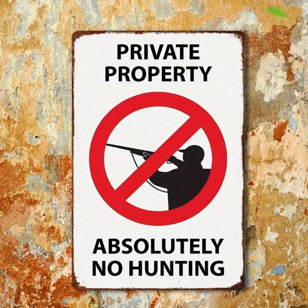 Vintage No Hunting Metal Sign, Rustic Iron Wall Plaque, Farmhouse Cabin Bar Decor