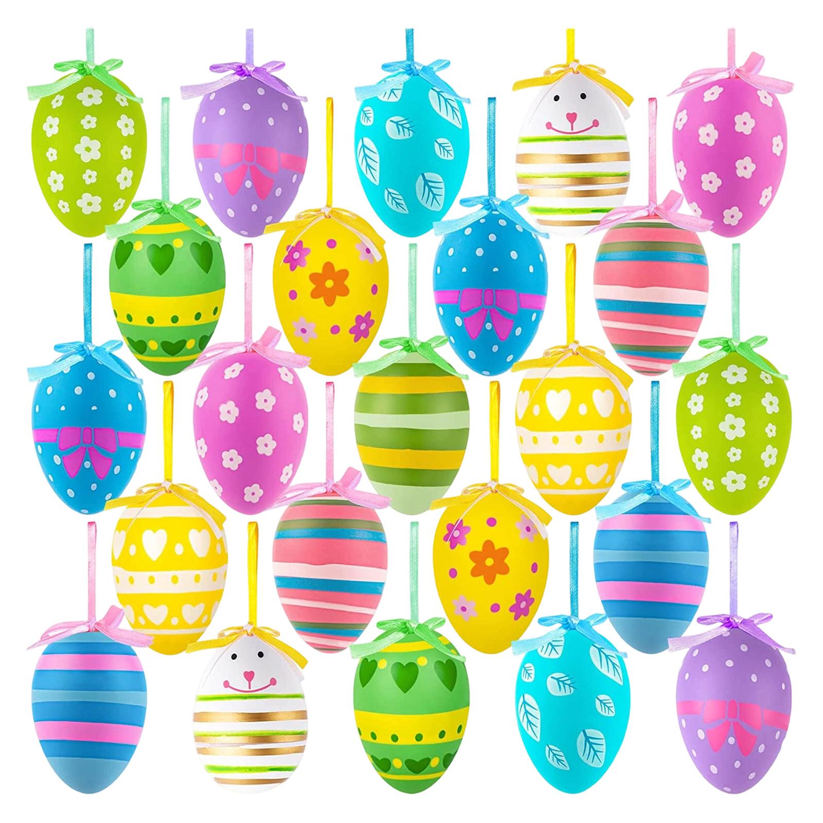 

Easter Hanging Eggs, Colorful Plastic Easter Egg Ornaments, Decorative Hand-painted Balls