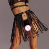 Women Sexy Body Harness Belt Tassels Short Leather Skirt Waistband Leather Lingerie Bondage Punk Gothic Fetish Clothing