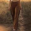 Dámské Suede-Like Rozšířené Kalhoty s Vysokým Pasem a Bočními Třásněmi Retro Západní Styl Ležérní Kalhoty