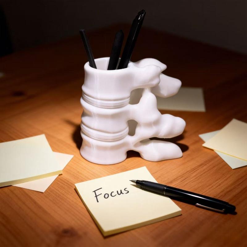 Fun Spine Shaped Pen Holder 3D Printed Sturdy Base 1Pcs Unique Novelty Gift for Medical School Students Learners