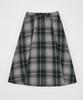 Belloel Check Pleated Midi Long Skirt Black