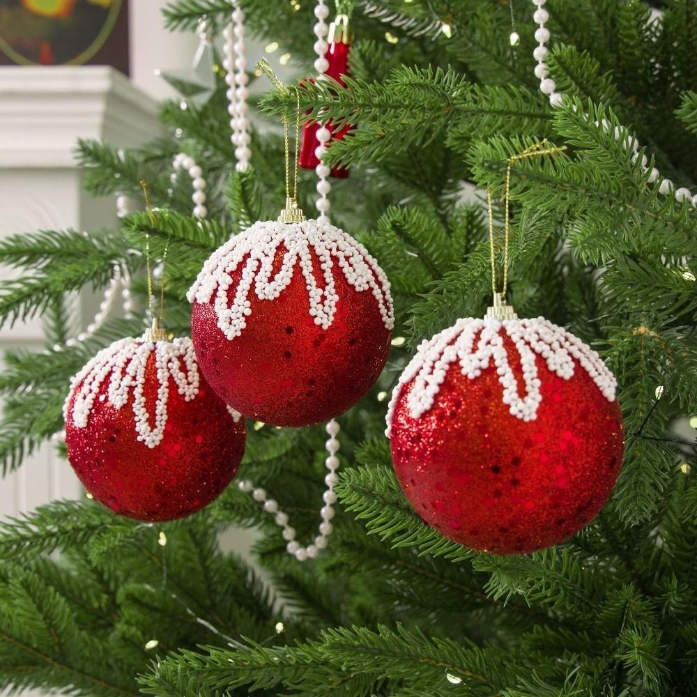 3Pcs/Set Creative Christmas Tree Balls 8CM Xmas Ornament Ball Durable Christmas Ball Home