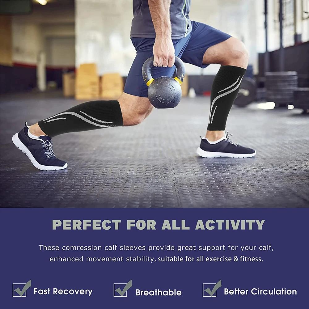 1 Pair Calf Compression Sleeves 20-30mmHg Basketball Running Footless Socks Men Women Shin Splint Breathable Football Socks