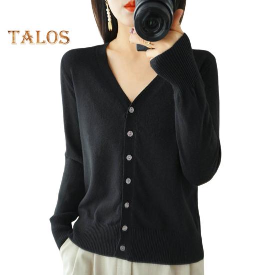 

Женский вязаный свитер с V-образным вырезом, длинным рукавом, на пуговицах, свитер, кардиган, однотонный, свободный крой, вязаное крючком текстурное пальто XXL чёрный