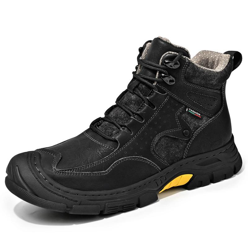 

Fashion Casual men s warm shoes Comfortable daily style Outdoor leisure walking and hiking Young adults High top Thick soled shoes 44 чёрный