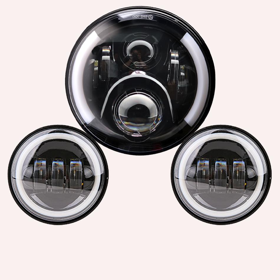 Universal 7inch Led Headlight + 4.5" Fog Passing Lights For Harley Touring Electra Glide Road King Street Glide Motorcycle