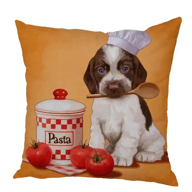 Color Cute Dog Square Pillow Cushion Cover Car Sofa Office Chair Peach Skin   Home Decoration Ornament