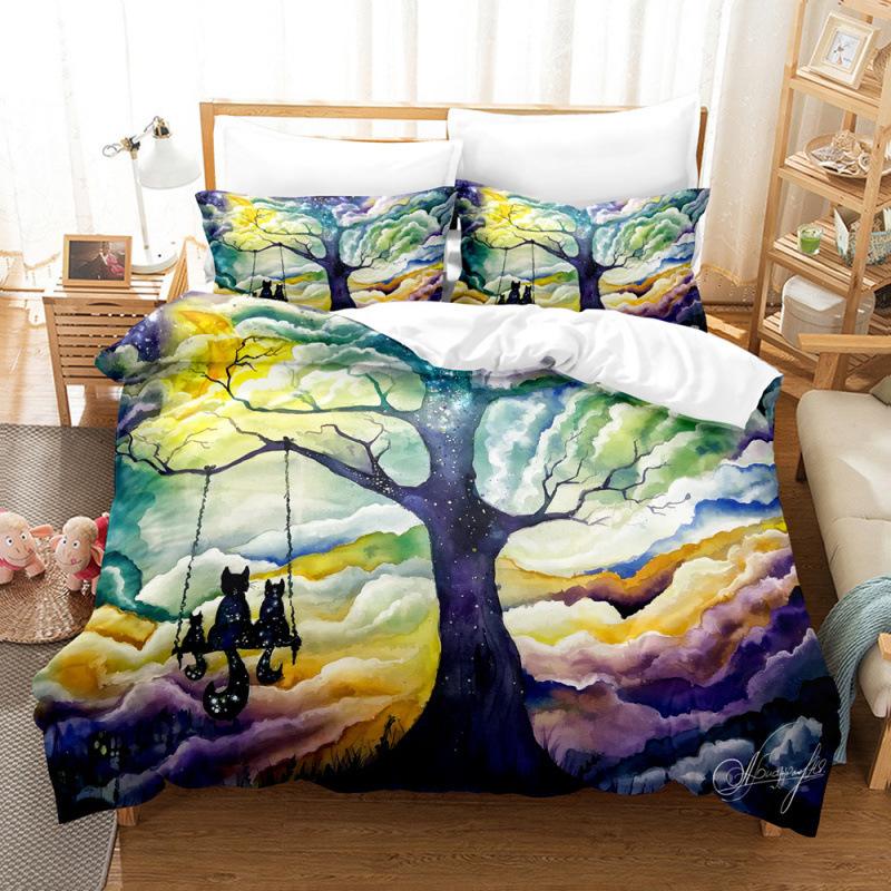 Bedding Kit Oil Painting Starry Sky Pattern Two-Piece Set 3D Digital Printing Three-Piece Set