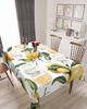 Summer Lemon Flower Green Leaves Rectangle Tablecloth for Table Decor Reusable Kitchen Dining Tablecloth Holiday Party Decor