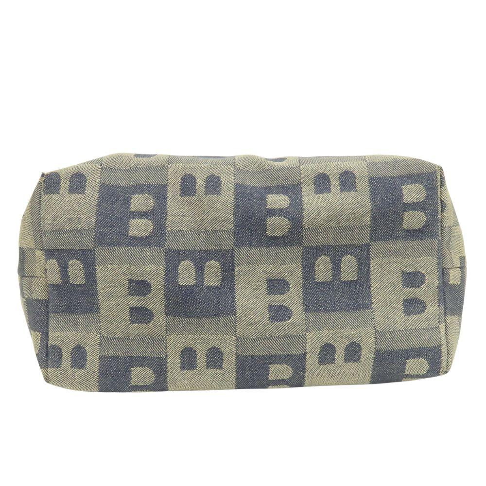 Used BALLY Handbag denim canvas/leather gray Navy casual