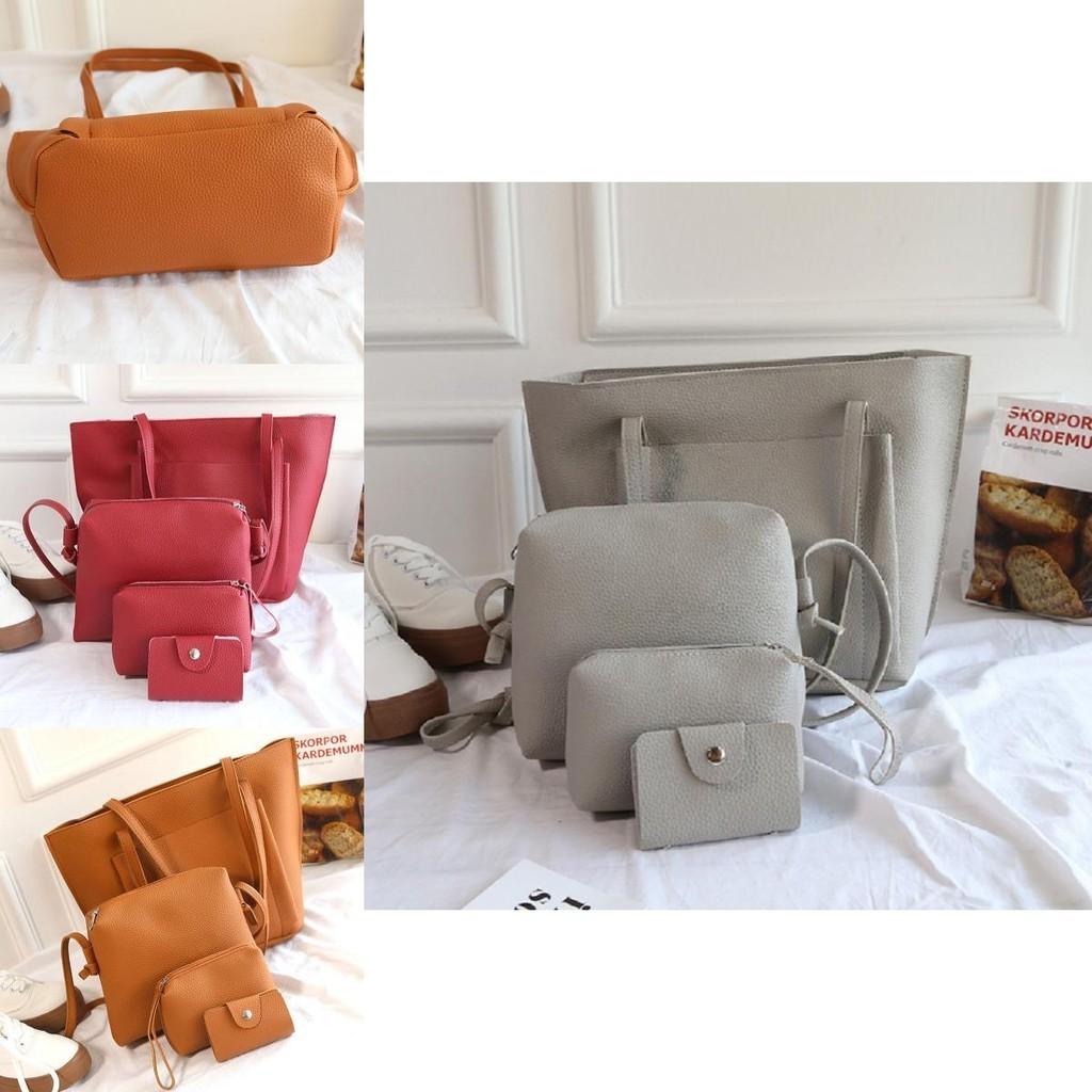 Chic And Classy Lychee Pattern Women's Bag Set With 4 Pieces