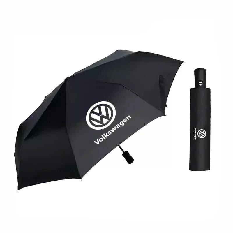 Car Logo 12 Bone Automatic Umbrella UV Resistant Sunshade For VW GTI Polo Golf Passat Scirocco Jetta Beetle T-ROC Touareg CCBD7