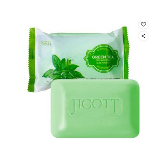 JIGOTT Green Tea Exfoliating Soap Aromatic Body Wash Bar 150g