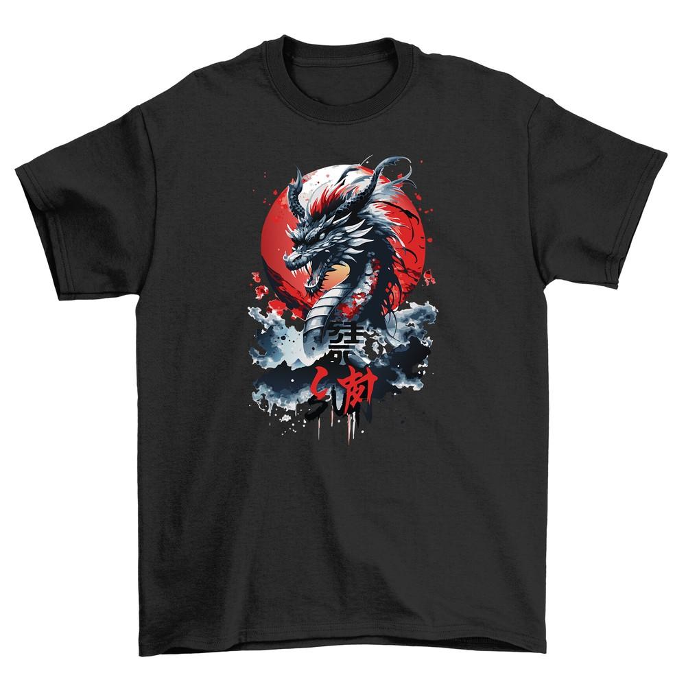 Sun Dragon Anime T-shirt - Unleash the Fire! Vibrant Dragon Design, Funny T-shir