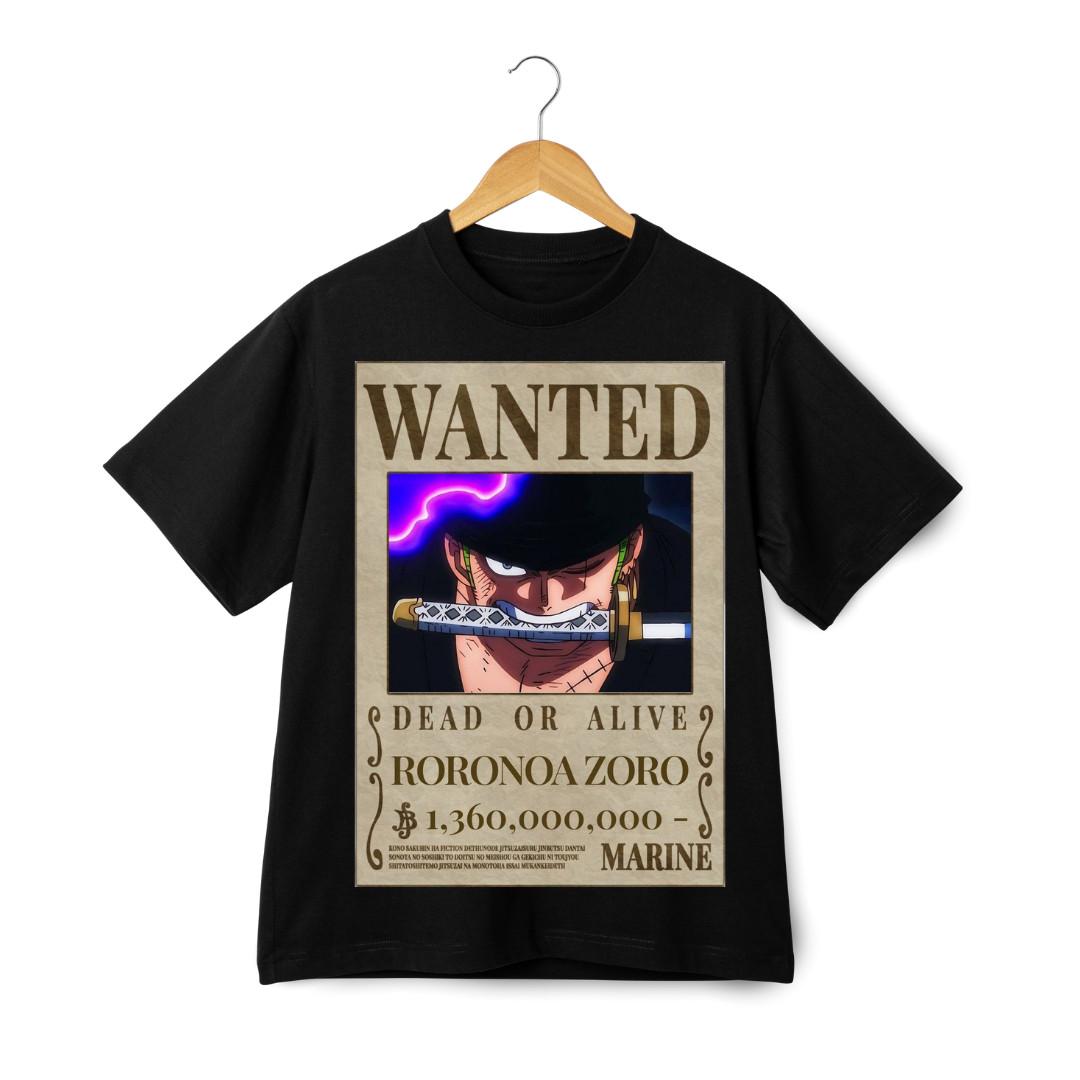 Zoro One Piece Wanted Poster T-Shirt Mens Womens Tees Top - Anime Unisex Tee Roronoa Zoro GifT Shirt Mens Womens Tees Top S