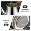 Stainless Steel Oil Strainer Pot Kitchen Grease Separator Container for Oil Filtration and Storage Smooth Surface No Burrs Safe